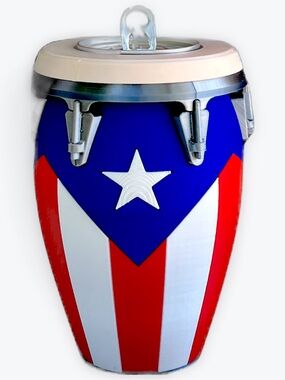 Puerto Rico Flag Conga Drum - Red, White & Blue
